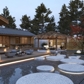 中式民宿庭院3D模型下载